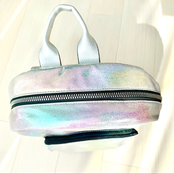 rainbow holographic metallic faux leather backpack - Picture 4 of 7